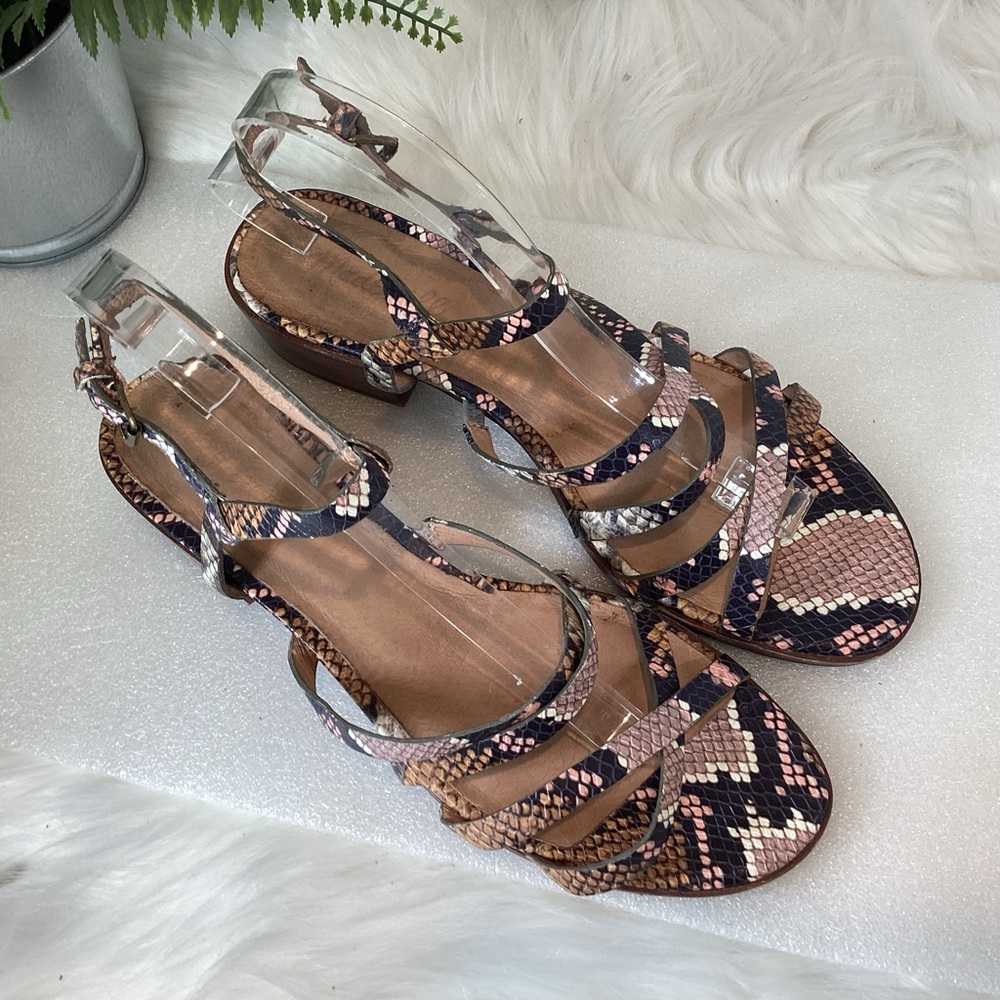 MADEWELL THE LORI LEATHER SNAKE EMBOSSED STRAPPY SANDAL SZ 9 - Picture 8 of 12